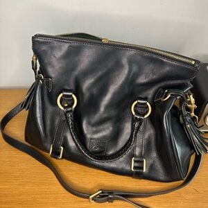 Black Leather Dooney & Bourke Florentine Satchel
